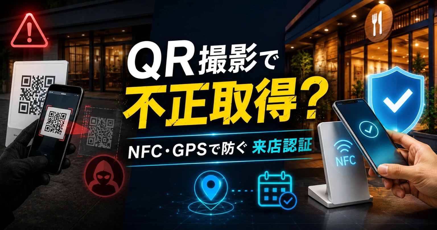 店舗ポイントのQRコードは撮影されたら危険？不正取得を防ぐNFC・GPS来店認証の作り方