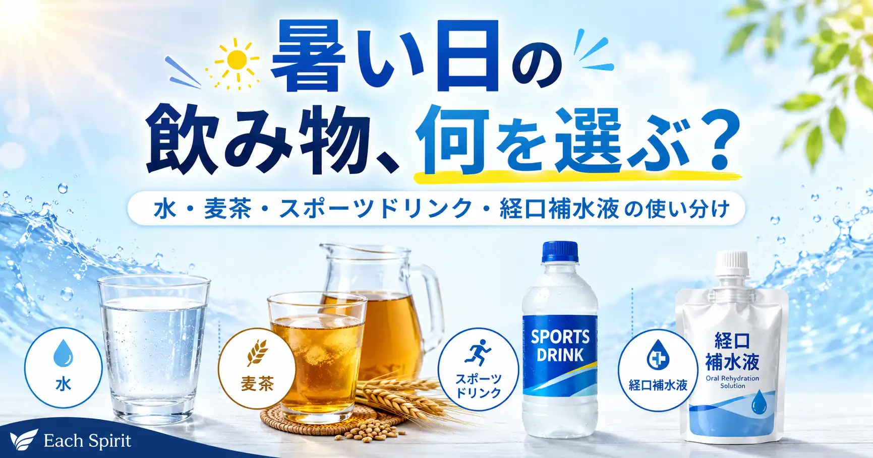 暑い日の飲み物、何を選ぶ？水・麦茶・スポーツドリンク・経口補水液の使い分け