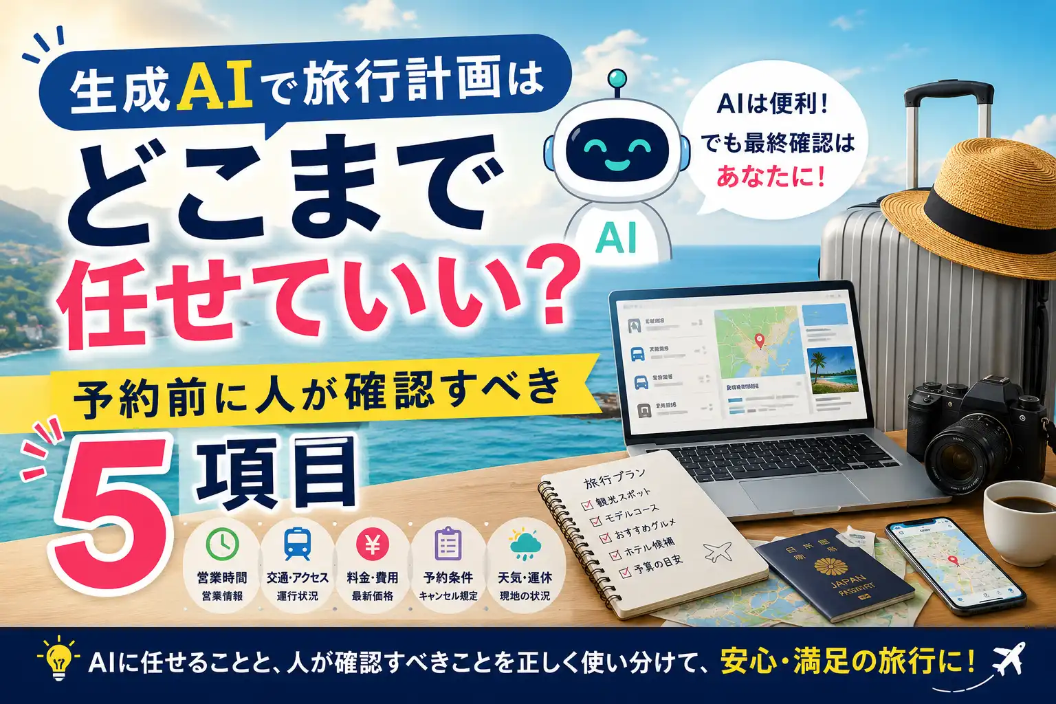生成AIで旅行計画はどこまで任せていい?予約前に人が確認すべき5項目