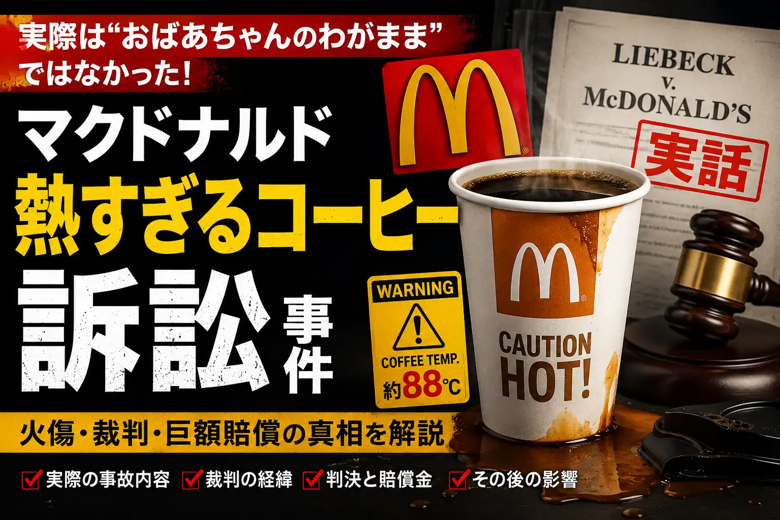 マクドナルド熱すぎるコーヒー訴訟とは?「おばあちゃんが大金を得た裁判」の本当の中身