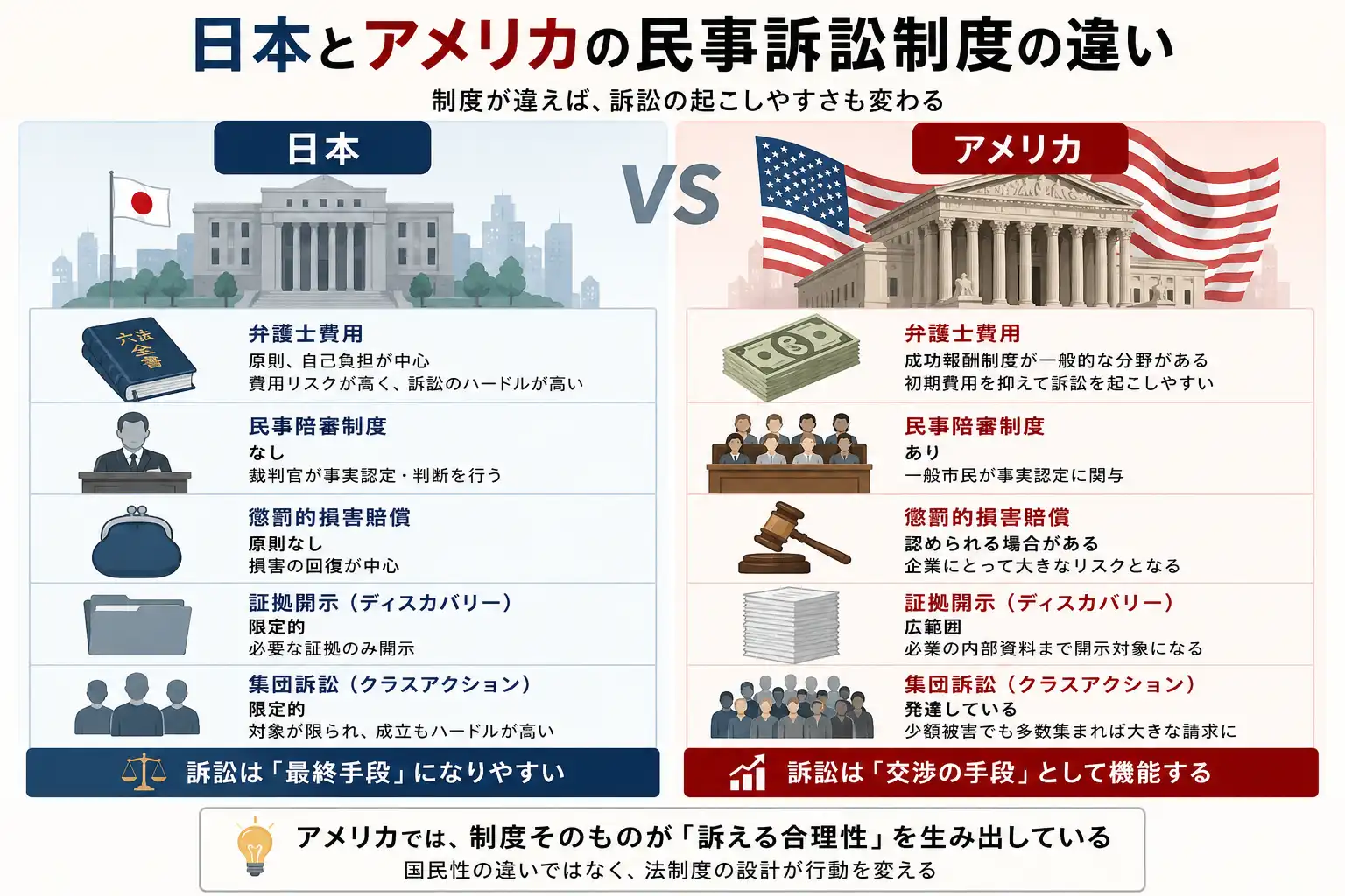 日本とアメリカの制度簡易比較