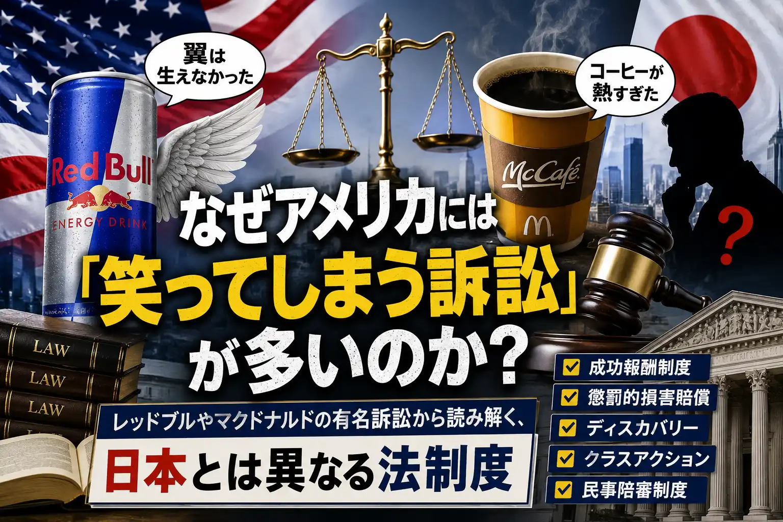 なぜアメリカには「笑ってしまう訴訟」が多いのか?日本との法制度の違いをわかりやすく解説